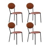 Cadeira Fixa Estofada Vintage Elipse Com 4 Unidades Tulipa Rosê/caramelo/preto Fosco