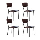 Cadeira Fixa Estofada Vintage Retrô Com 4 Unidades Café/preto