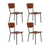 Cadeira Fixa Estofada Vintage Retrô Com 4 Unidades Areia Light/caramelo/preto Fosco