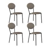 Cadeira Fixa Estofada Vintage Elipse Com 4 Unidades Venus Cinza/preto Fosco