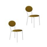 Cadeira Fixa Estofada Vintage Elipse Com 2 Unidades Mostarda/branco Fosco