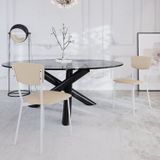Cadeira Fixa Estofada Vintage Retrô Com 2 Unidades Areia /branco