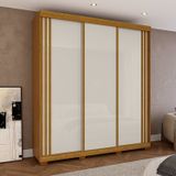 Guarda-roupa Casal 220cm 3 Portas 100% Mdf Kamala Espresso Móveis Off White/cinamomo
