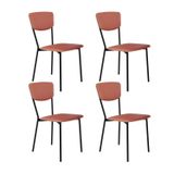 Cadeira Fixa Estofada Vintage Retrô Com 4 Unidades Rosê/preto