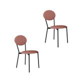 Cadeira Fixa Estofada Vintage Elipse Com 2 Unidades Tulipa Rosê/preto Fosco
