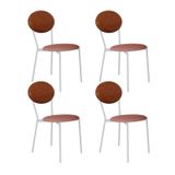 Cadeira Fixa Estofada Vintage Elipse Com 4 Unidades Rose/caramelo/branco