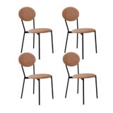 Cadeira Fixa Estofada Vintage Elipse Com 4 Unidades Nude/preto Fosco