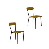 Cadeira Fixa Estofada Vintage Emília Com 2 Unidades Mostarda /preto