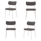 Kit Com 4 Cadeiras Para Sala De Jantar Mona Yescasa Boucle Nuvem/branco