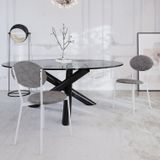 Cadeira Fixa Estofada Vintage Elipse Com 2 Unidades Prata /branco Fosco