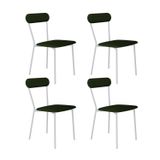 Cadeira Fixa Estofada Vintage Emília Com 4 Unidades Verde Musgo/branco Fosco