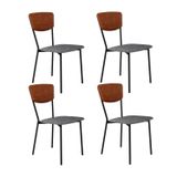 Cadeira Fixa Estofada Vintage Retrô Com 4 Unidades Prata/ Caramelo/preto
