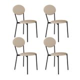 Cadeira Fixa Estofada Vintage Elipse Com 4 Unidades Areia Light/preto Fosco