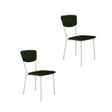 Cadeira Fixa Estofada Vintage Retrô Com 4 Unidades Verde Musgo/branco Fosco