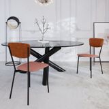 Cadeira Fixa Estofada Vintage Retrô Com 2 Unidades Rosê /caramelo/preto