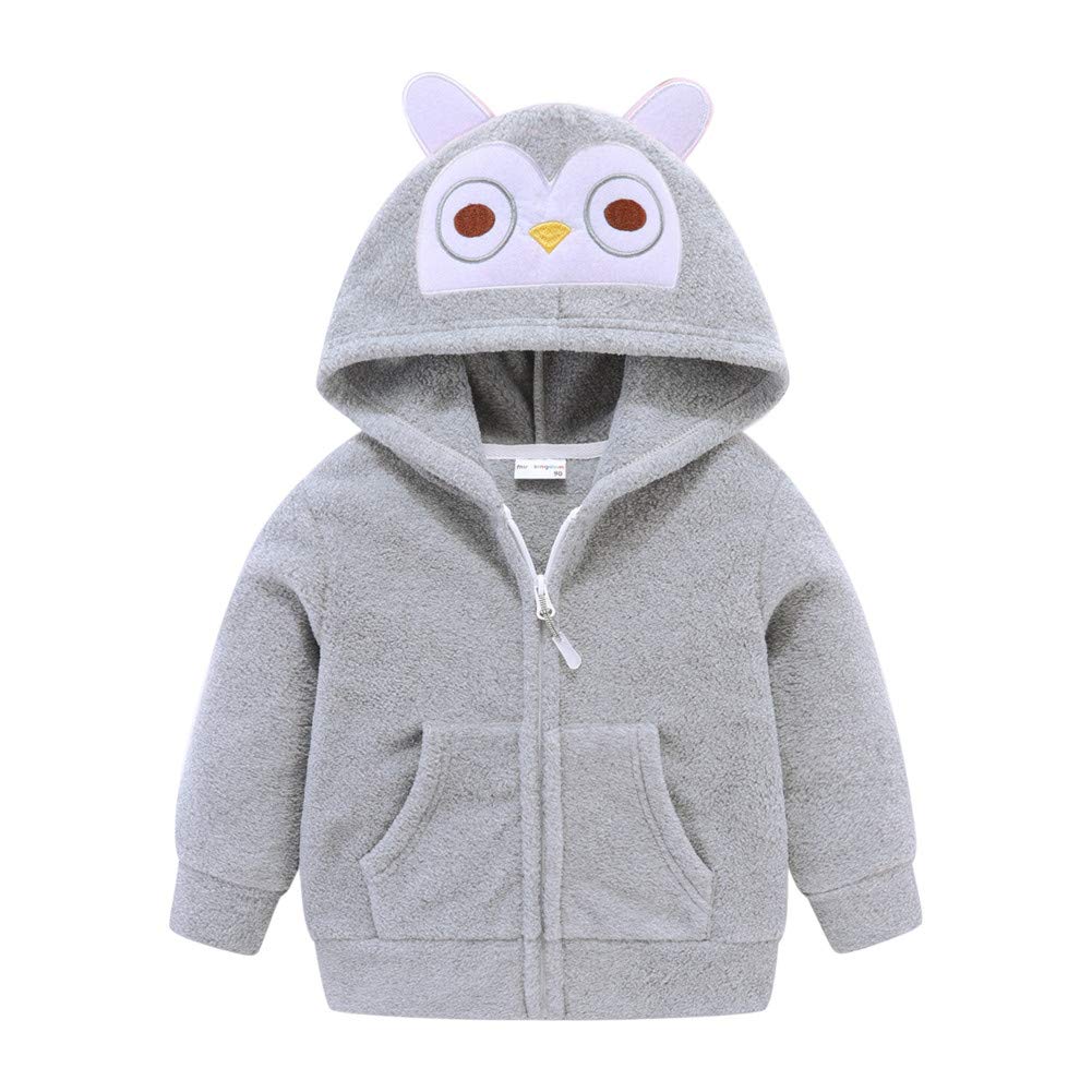 Moletom Com Capuz Mud Kingdom Cute Owl Fleece Com Zíper Completo, Cinza, Menina De 5 A 6 Anos