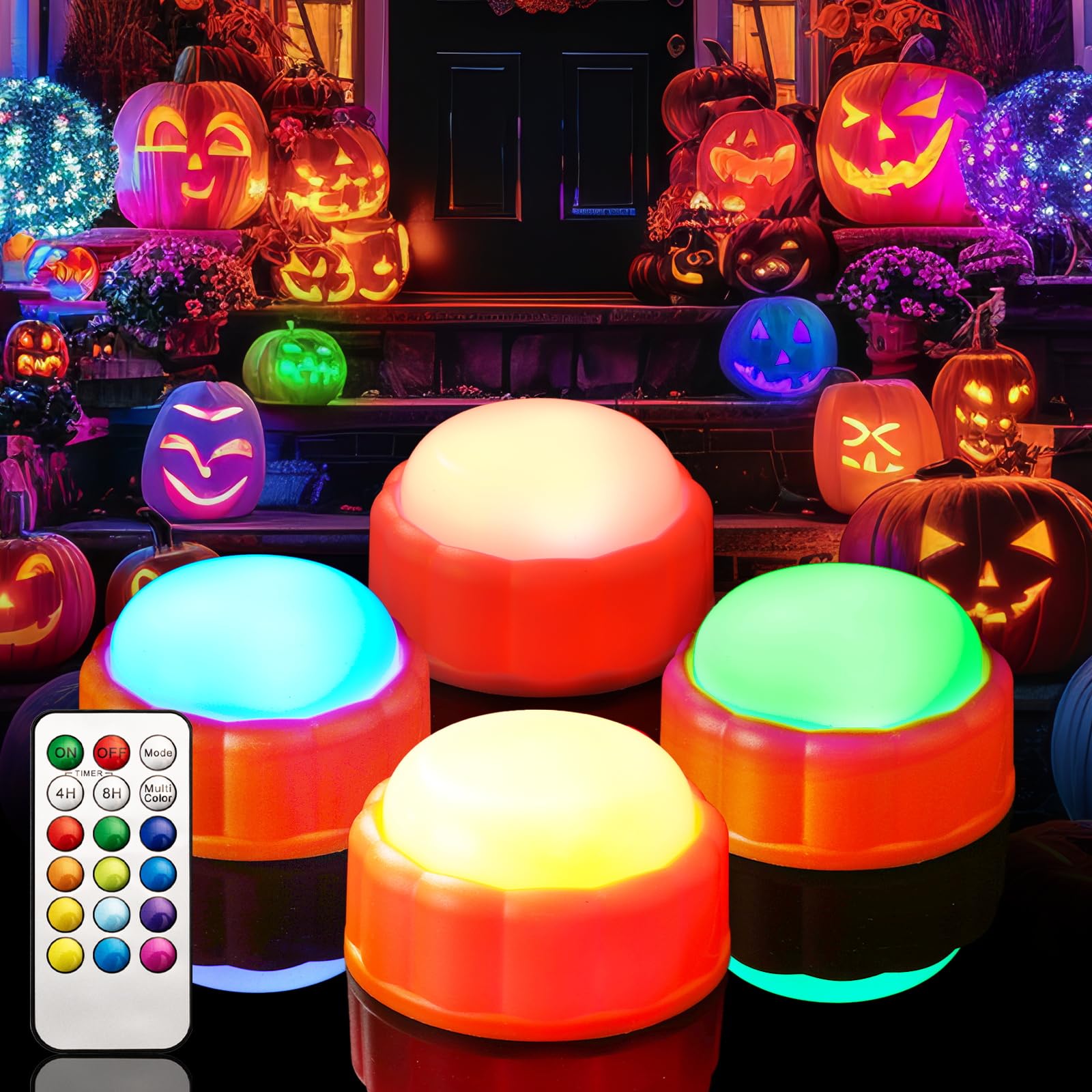Conjunto De Mudança De Cor Led Pumpkin Lights Homemory Halloween 4