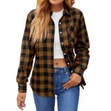 Camisa De Flanela Sangtree Feminina De Manga Comprida Xadrez Marrom Preta