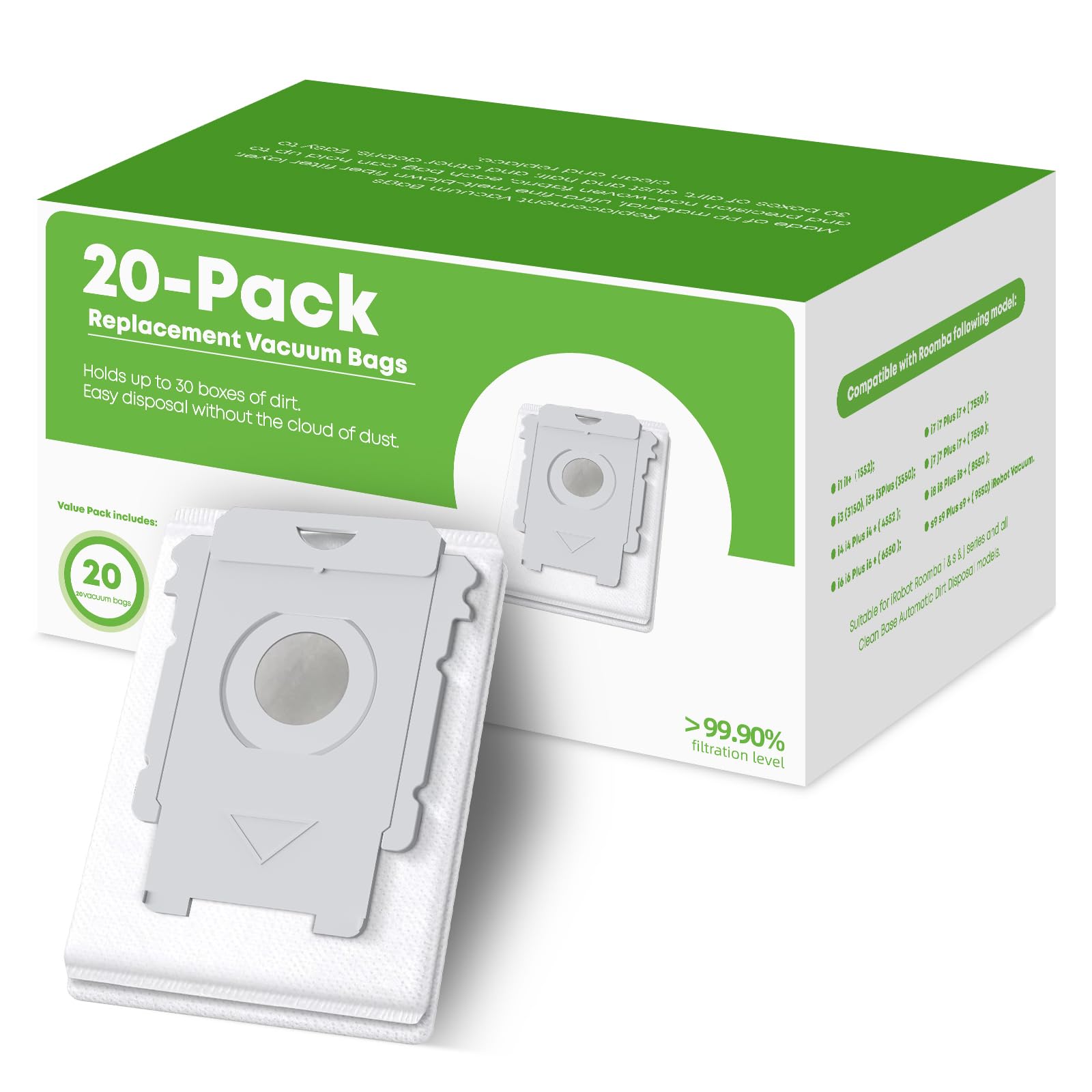 Sacos De Vácuo Vbn, Pacote Com 20 Unidades De Reposição Para As Séries Roomba I &amp; S &amp; J