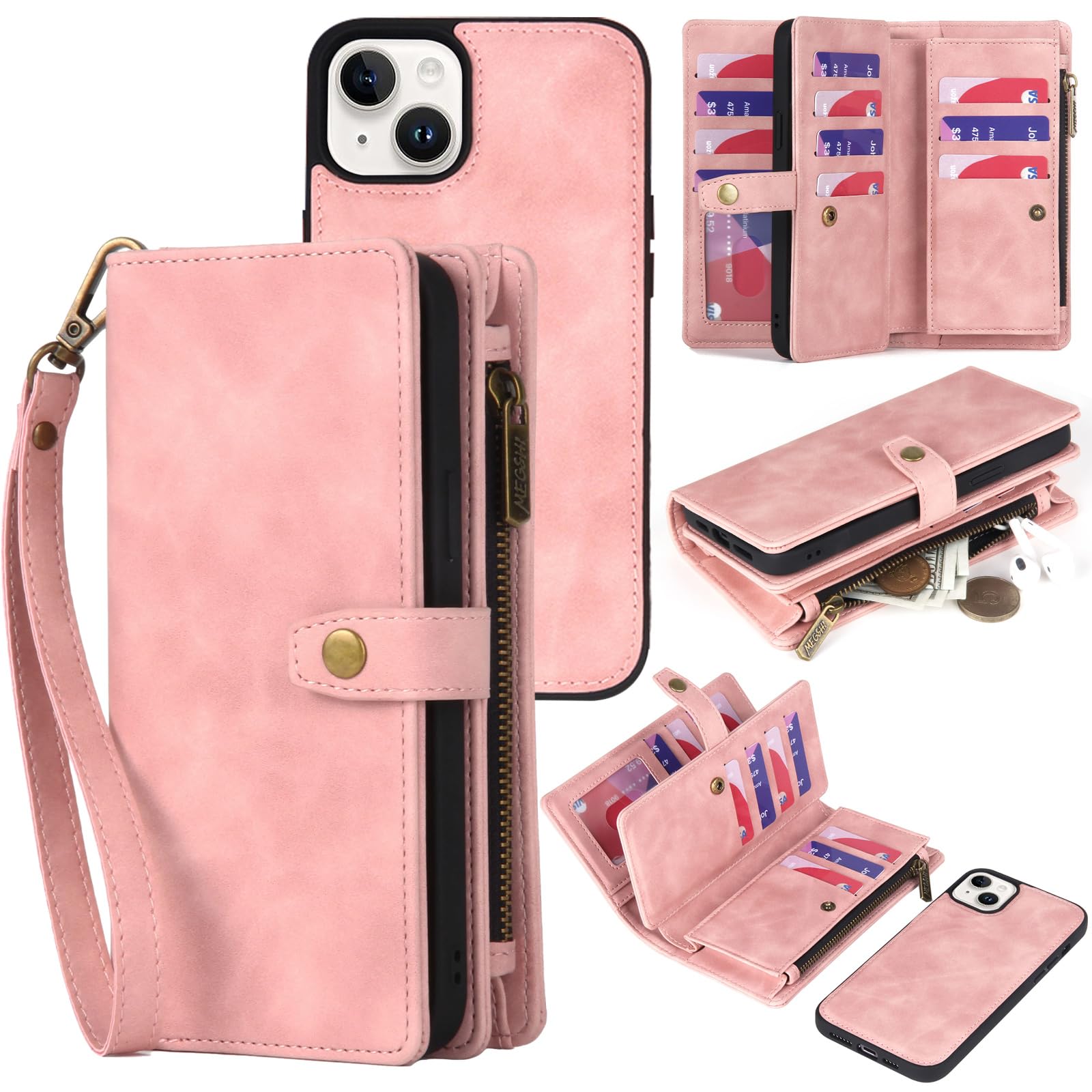 Capa Tipo Carteira Twohead Compatível Com Iphone 15 Plus Rosa