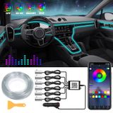 Lâmpadas Led Para Carro Deherane Rgb 6 Em 1, Ambiente, Fibra Óptica De 8 M
