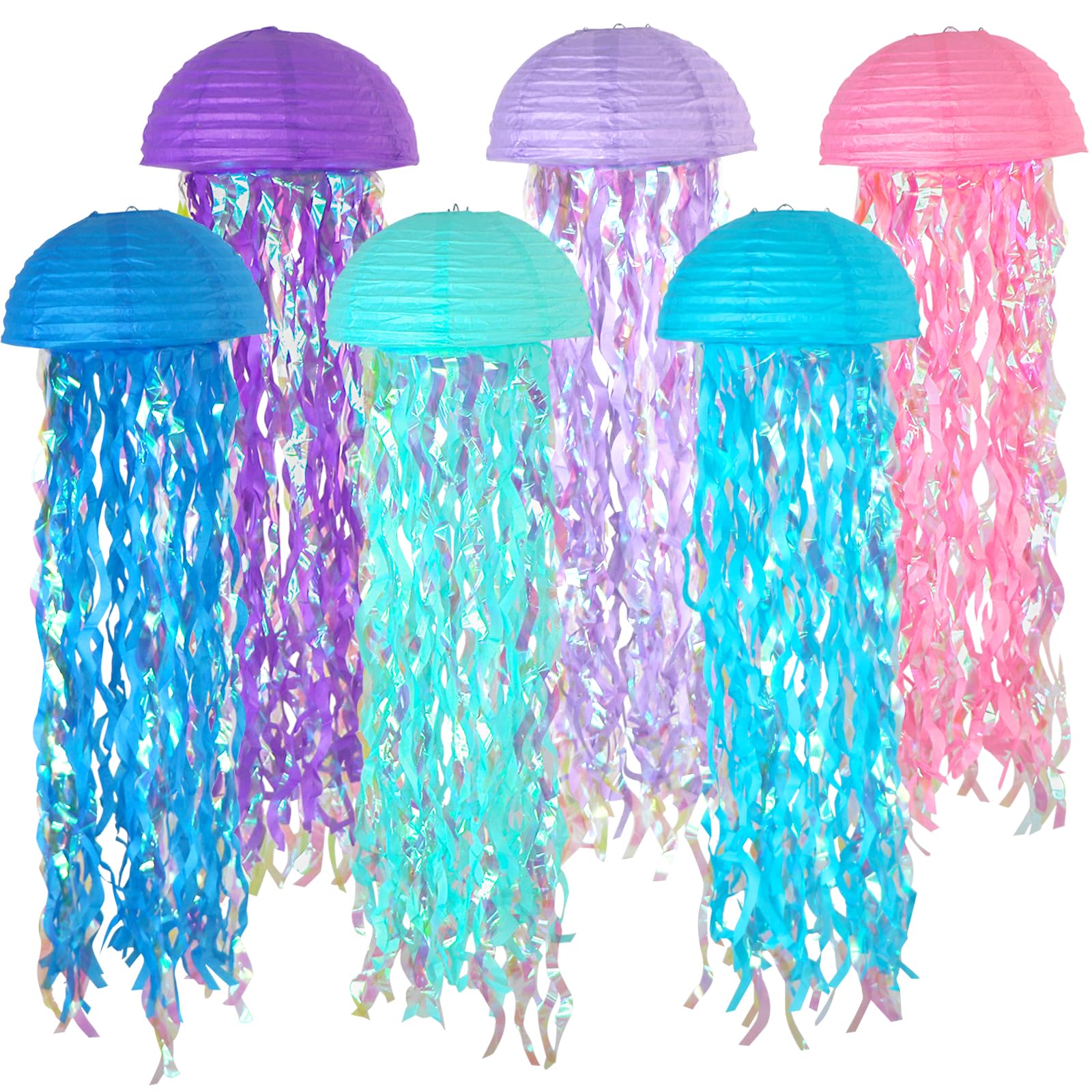 Lanternas De Papel Jellyfish Hanging Mermaid Wishes, 6 Pacotes