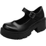 Bombas De Plataforma Femininas Ulalaza Mary Janes Heart Cat Buckle