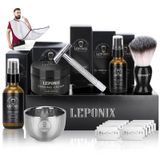 Kit De Barbear Leponix Safety Razor Com Creme De Sândalo Para Homens