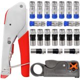Kit De Ferramentas Para Crimpagem De Cabos Coaxiais Taiss Com 20 F Style Rg59 Rg6