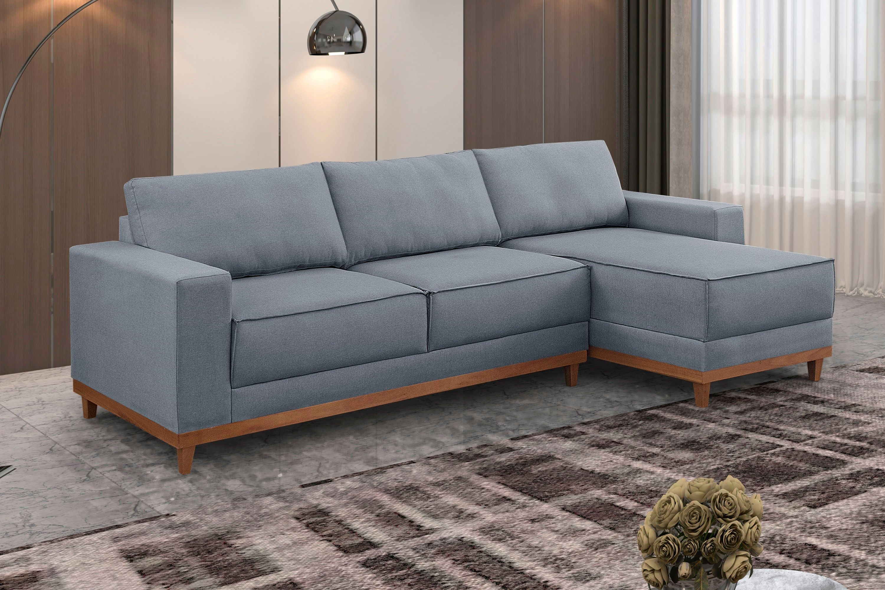 Sofá Com Chase 5 Lugares Tóquio Cinza