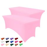 Toalha De Mesa Hussome 4 Pés Retangular Rosa Elástico Elástico X2