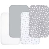 Lençóis De Berço Moonsea, Pacote Com 4, Cinza, 33x20cm Para Bebês, Meninos E Meninas