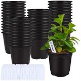 Vasos De Viveiro De Plantas Augshy 75 Unidades De Plástico Preto De 1,9 L Com Etiquetas