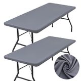 Toalha De Mesa Homing, Retangular, Mesa Dobrável De 8 Pés, Poliéster, Cinza