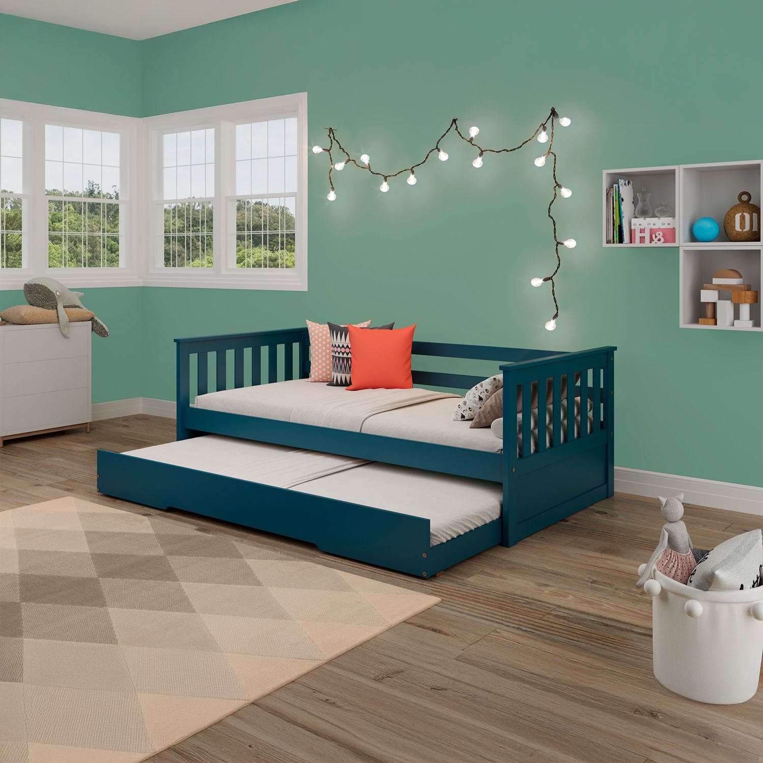 Bicama Em Madeira Maciça/mdf Mission Azul