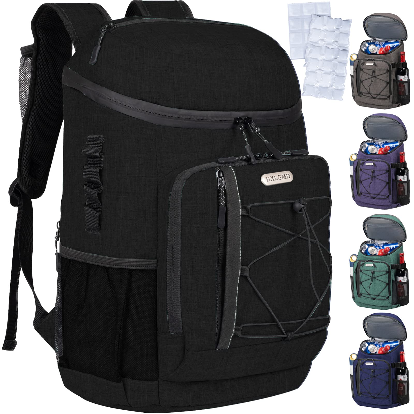 Mochila Cooler Hxlgmd Isolada À Prova De Vazamentos, 30 Latas Pretas