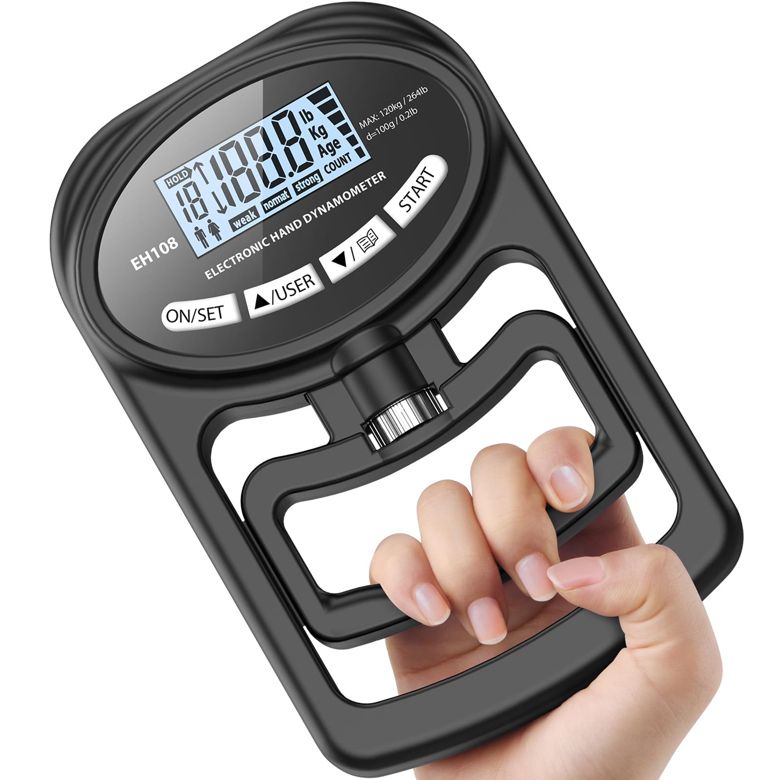 Dinamômetro Manual Grip Strength Trainer Hichor Electronic