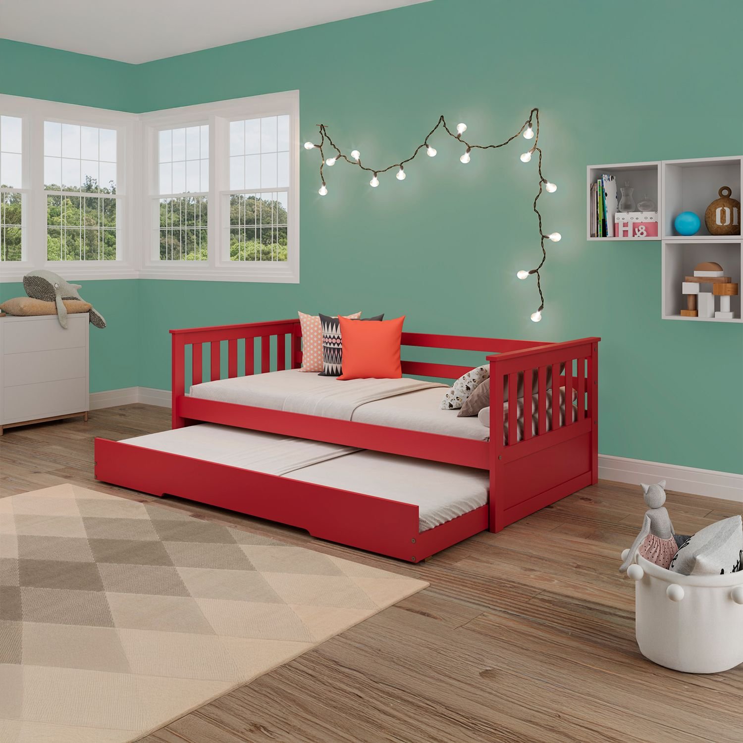 Bicama Em Madeira Maciça/mdf Mission Vermelho