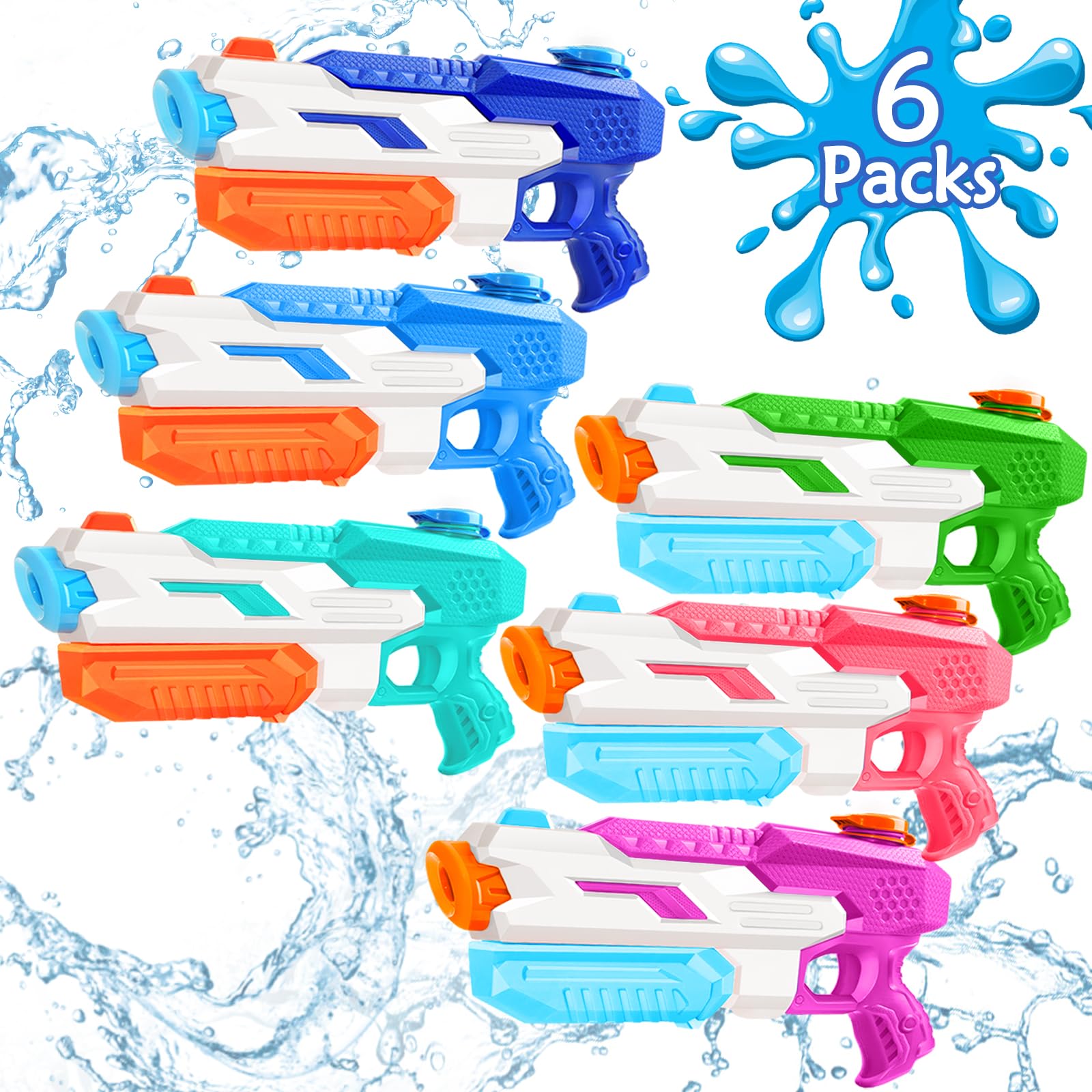 Water Gun Dunemei 600ml Squirt Blasters Para Crianças E Adultos, Pacote Com 6