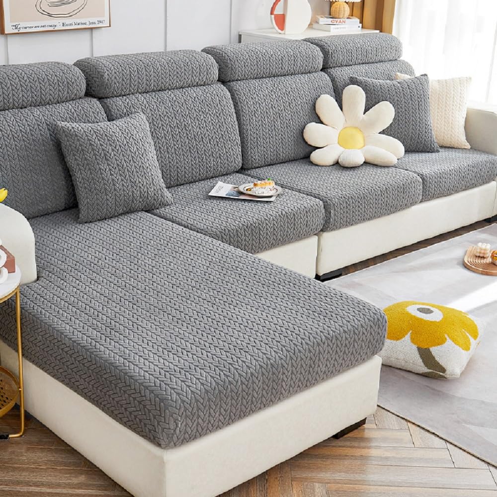 Capa De Sofá Yoovat Magic Wheat-grey Para Assento Duplo Grande