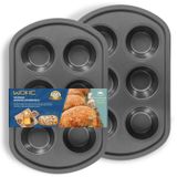 Forma De Muffin Wokic, Assadeira Antiaderente Ultrafina Preta Para 6 Xícaras
