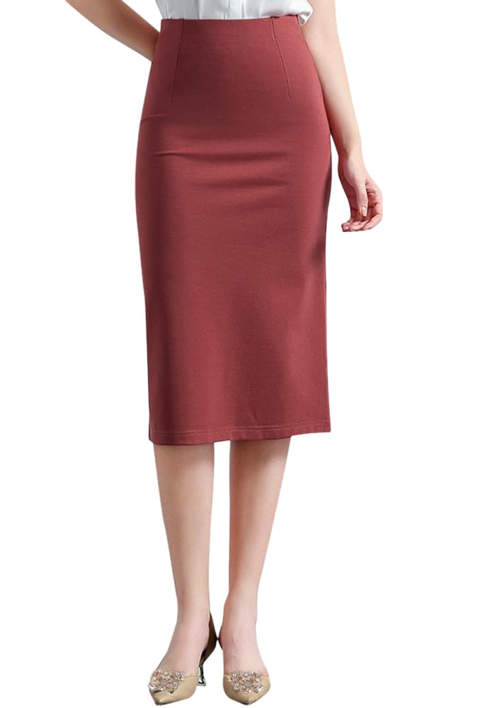 Saia Lápis Zxihzf Classic Below Knee Para Mulheres Rust