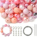 Kit De Miçangas Beads Bubblegum 50 Unidades De Acrílico Rosa De 20 Mm