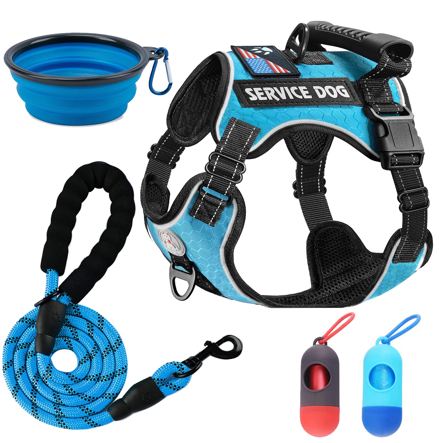 Colete Service Dog Cymiler Com Arnês, Coleira, Tigela E Porta-bolsa