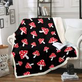 Cobertor Throw Blanket Feelyou Cute Mushrooms De Pelúcia Vermelho 130 X 150 Cm