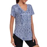 Camisa De Treino Alovien, Manga Curta, Solta, Para Mulheres, Azul
