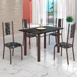 Conjunto Sala De Jantar Bahia Mesa Tubo 120x75cm Tampo Madeira Indiana Com 4 Cadeiras Marrom/preto Floral
