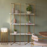 Estante Para Livros Biombo De Aço 3 Prateleiras Yescasa Dourado/branco