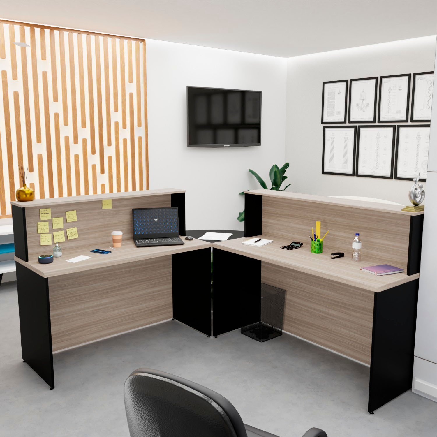 Balcão Atendimento De Canto Em L Recepção Consultório 140x60cm