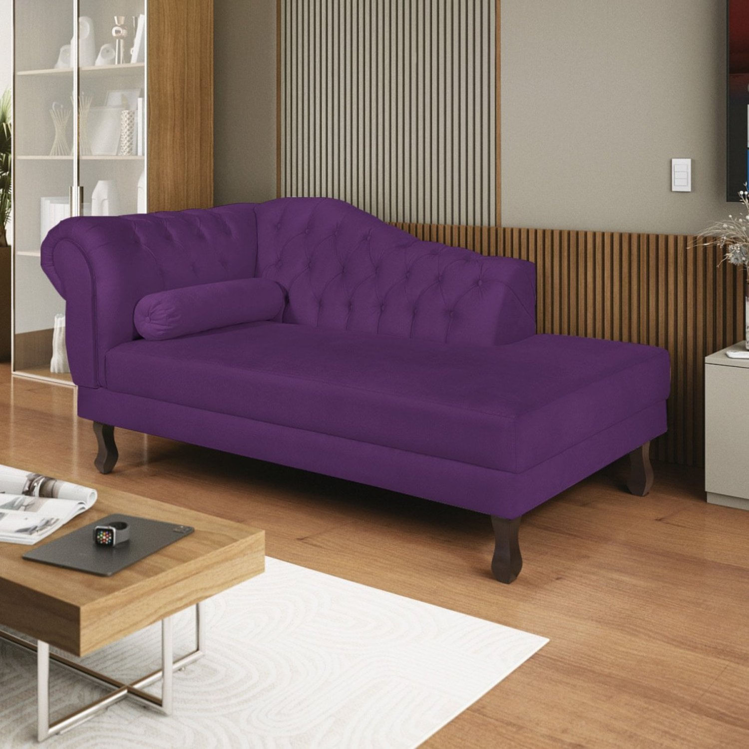 Diva Recamier Dora 140cm Lado Direito Suede Roxo